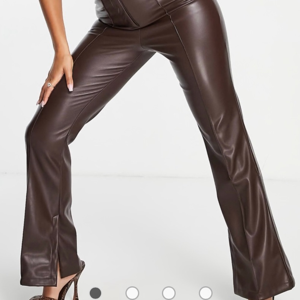 ASOS‎ Dark Brown Leather Flare Pants